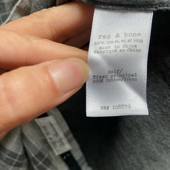 Rag & Bone Classic Fit Grey cotton Flannel button up shirt Sz XL - Picture 8 of 12